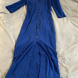 Elegant Blue Button-Down Dress